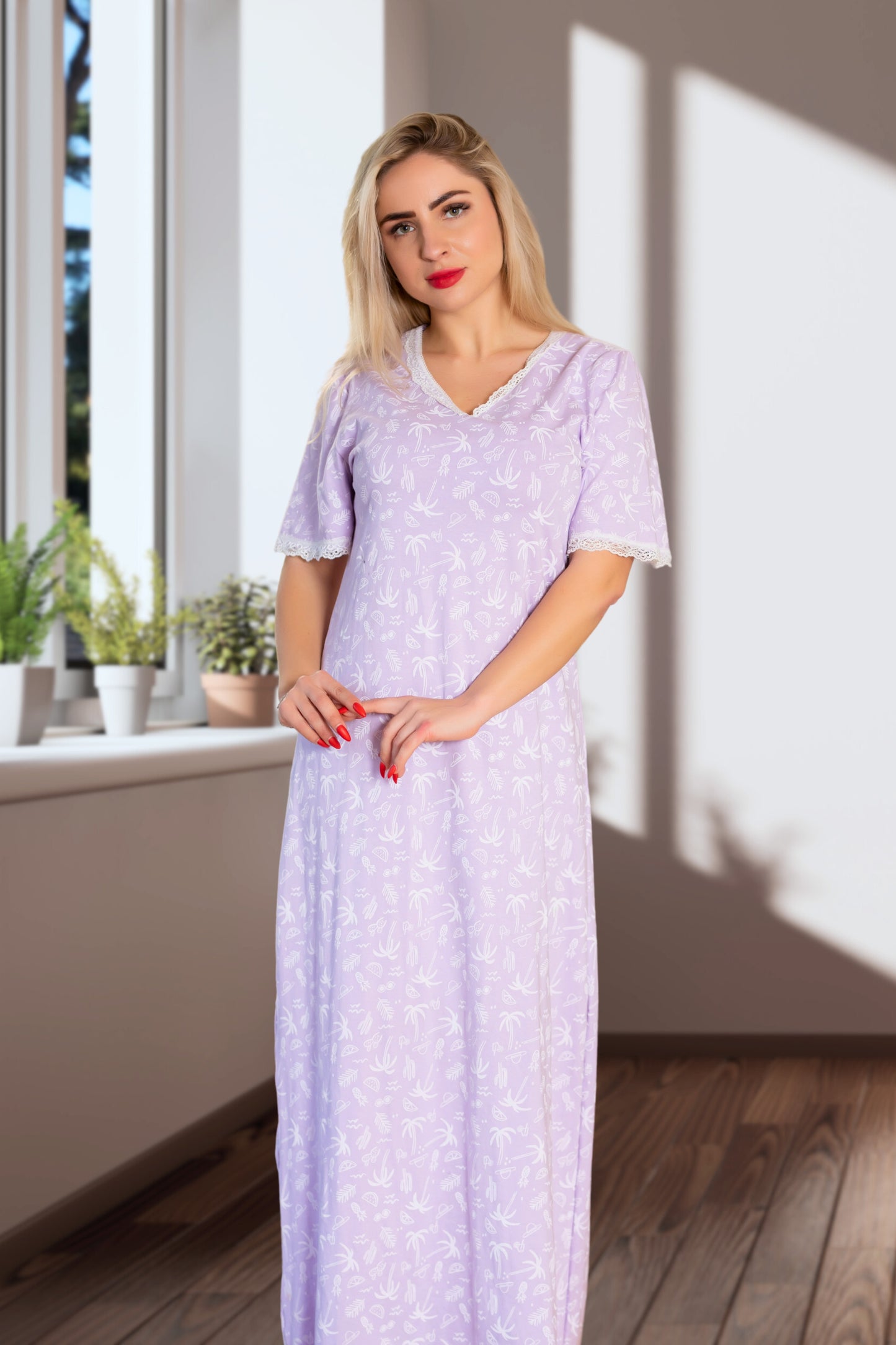 Tropical Maxi Nightgown Women Galabya