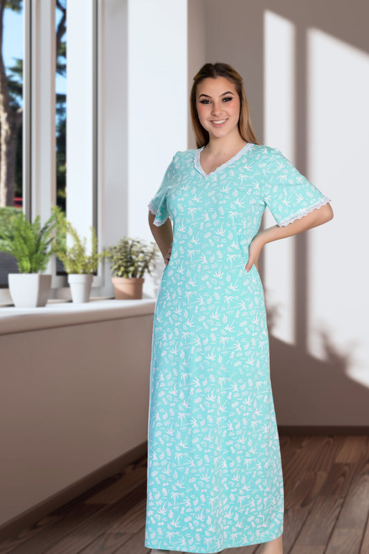 Tropical Maxi Nightgown Women Galabya
