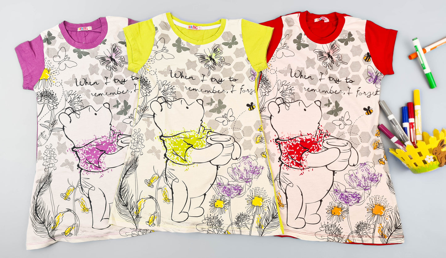 Pooh half-sleeve Girls Nightgown