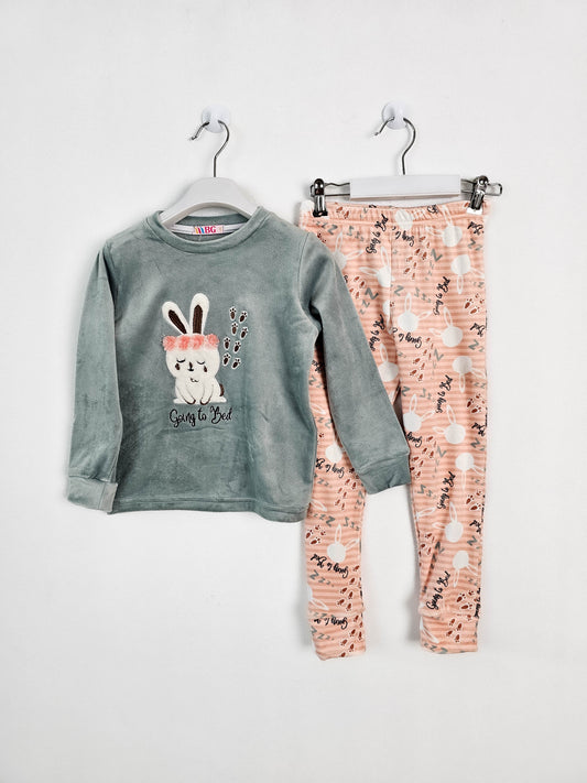 Going to bed Rabbit Pant Set Kids Girls