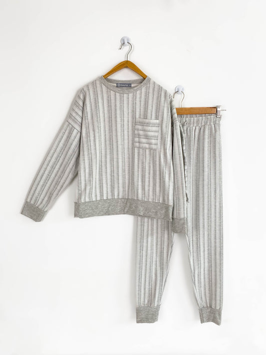 Dashed Striped Women Pant Set