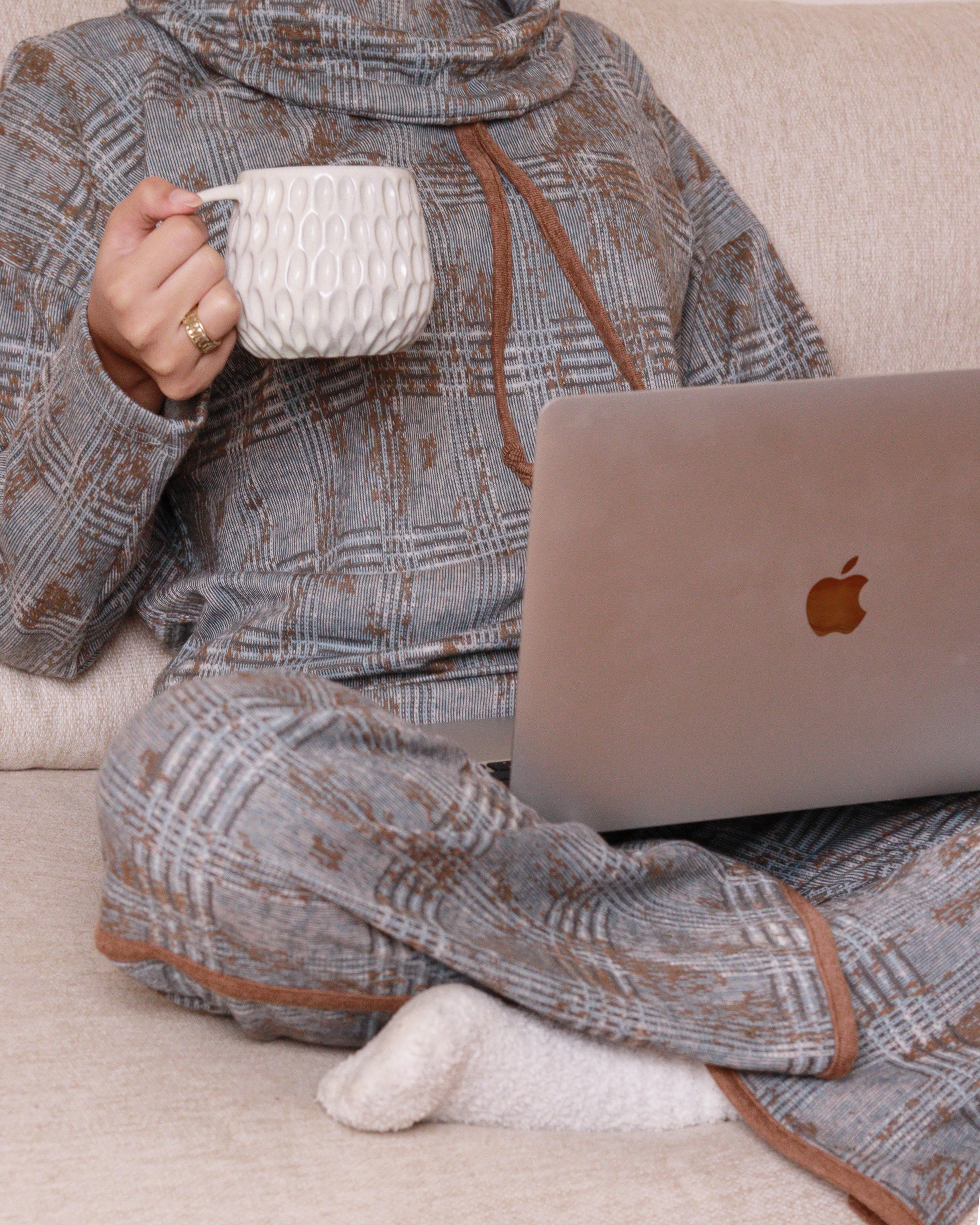 Abstract Plaid Women Pant Set