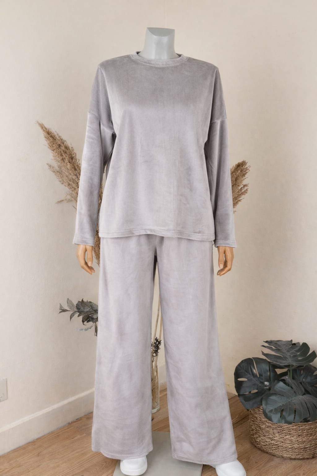 Plain Velvet Pant Set