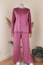 Plain Velvet Pant Set